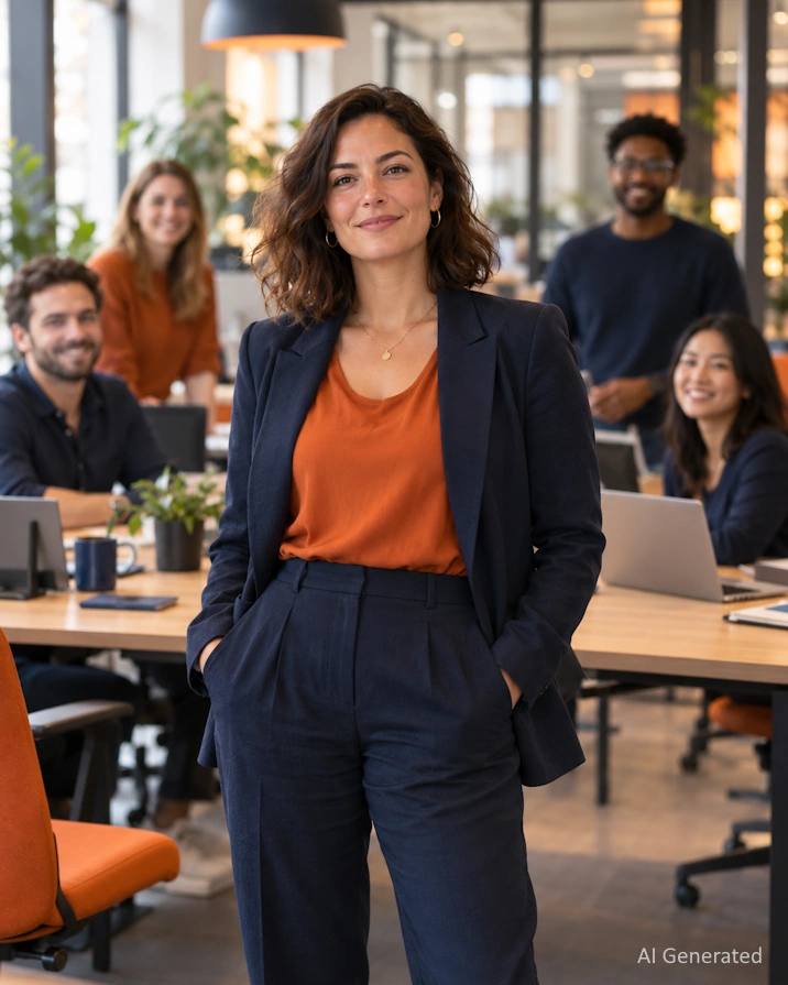 AI-generated image - a head of privacy stands in front of her team