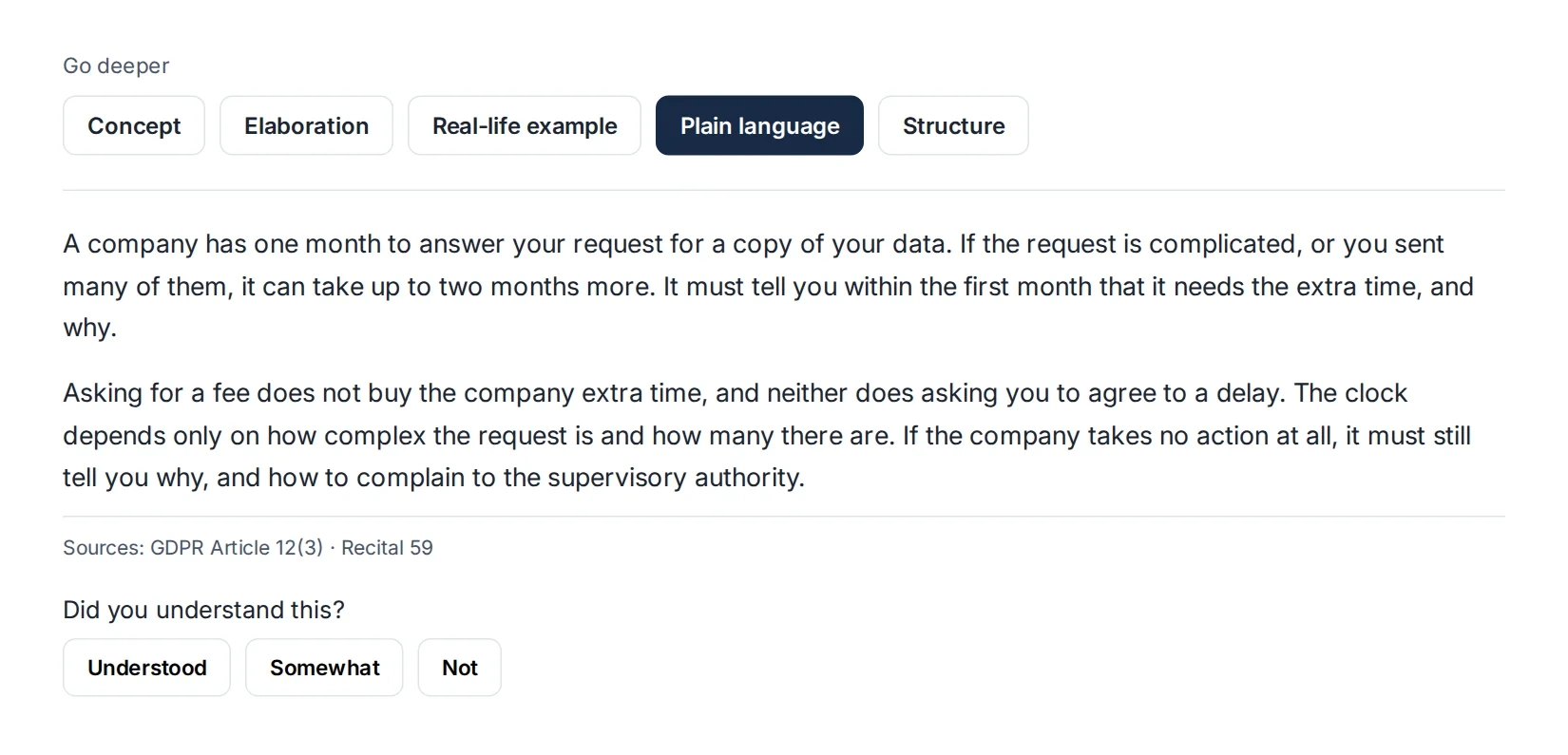 Screenshot of the 22Academy course - one concept explained five ways, here in plain language